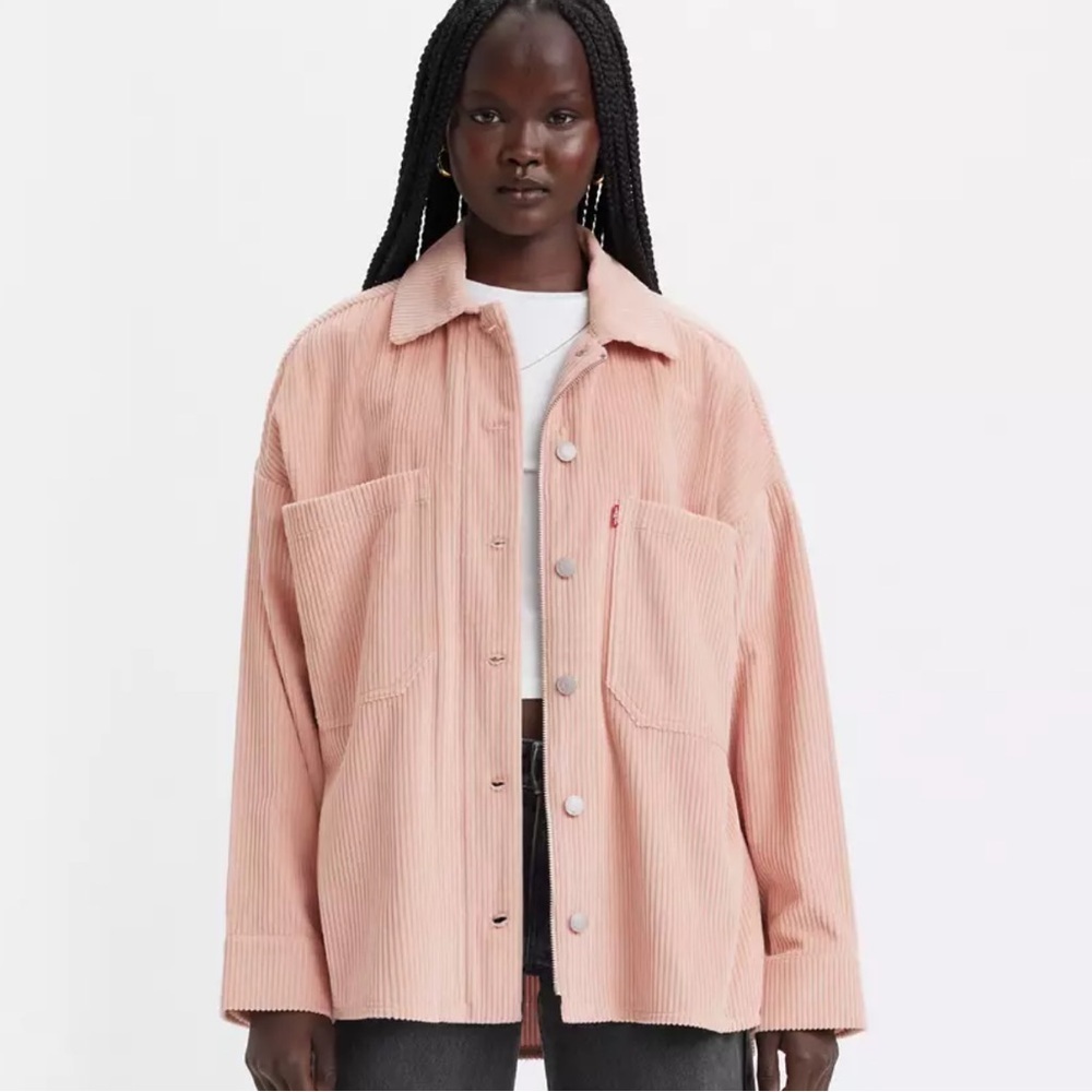 Levi's Women's Corduroy Oversized Utility Shirt Jacket Rose Mist XS